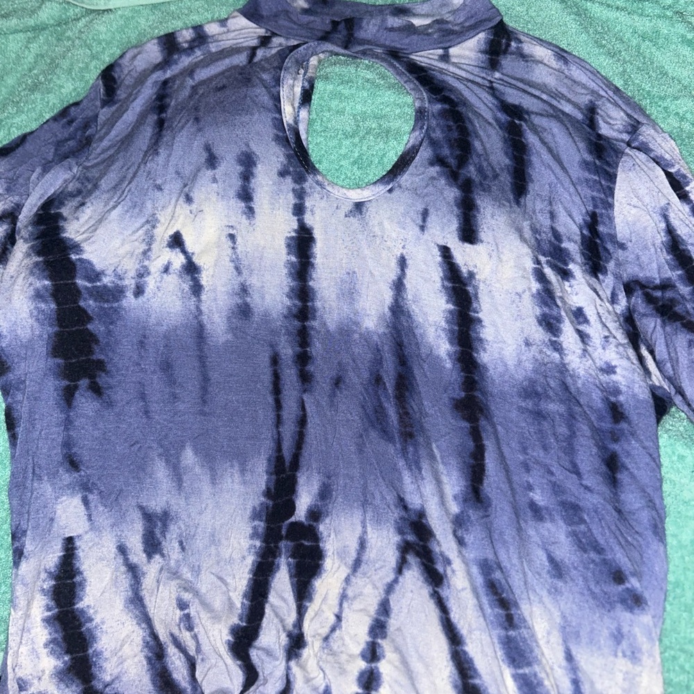 Marianne Tie-Dye Long Sleeve Top - Navy and White